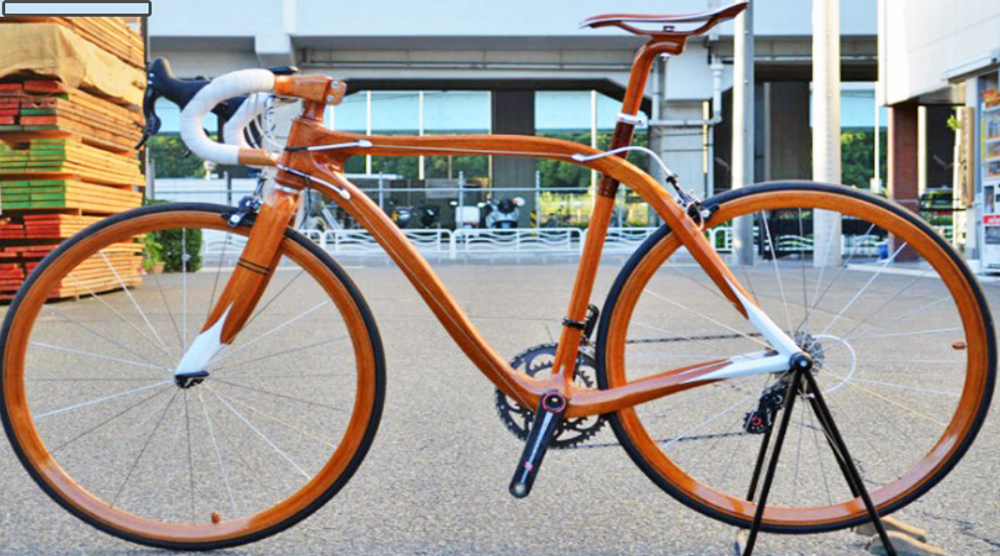 left side of wooden bicycle