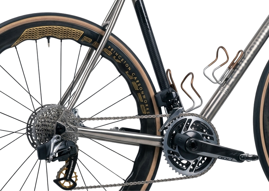titanium carbon hybrid road bike drive train